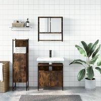 Berkfield Home Durable 3 Piece Bathroom Furniture Set Smoked Oak Engineered Wood in Brown