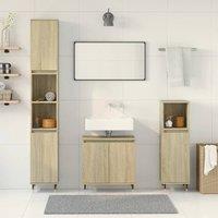 Berkfield Home Durable 3 Piece Bathroom Furniture Set Sonoma Oak Engineered Wood in Light Tan