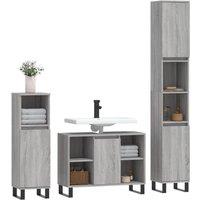 Berkfield Home Modern 3 Piece Bathroom Furniture Set Grey Sonoma Engineered Wood
