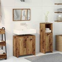 Berkfield Home Durable 3 Piece Bathroom Furniture Set Old Wood Engineered Wood in Brown