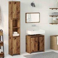 Berkfield Home Durable 3 Piece Bathroom Furniture Set Old Wood Engineered Wood
