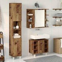 Berkfield Home Durable 3 Piece Bathroom Furniture Set Old Wood Engineered Wood in Brown