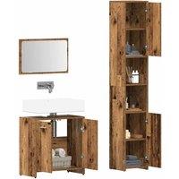 Berkfield Home Durable 3 Piece Bathroom Furniture Set Old Wood Engineered Wood in Brown