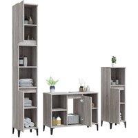 Berkfield Home Modern 3 Piece Bathroom Furniture Set Grey Sonoma Engineered Wood