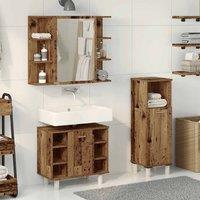Berkfield Home Durable 3 Piece Bathroom Furniture Set Old Wood Engineered Wood in Brown