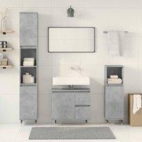 Berkfield Home Durable 3 Piece Bathroom Furniture Set Concrete Grey Engineered Wood
