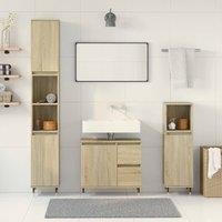 Berkfield Home Durable 3 Piece Bathroom Furniture Set Sonoma Oak Engineered Wood in Light Brown