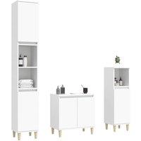 Berkfield Home Durable 3 Piece Bathroom Furniture Set White Engineered Wood