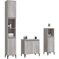 Berkfield Home Modern 3 Piece Bathroom Furniture Set Grey Sonoma Engineered Wood