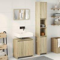 Berkfield Home Practical 3 Piece Bathroom Furniture Set Sonoma Oak Engineered Wood in Light Brown
