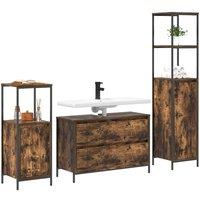 Berkfield Home Modern 3 Piece Bathroom Furniture Set Smoked Oak Engineered Wood in Brown