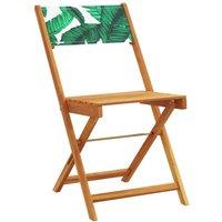 Berkfield Home Beautiful 3 Piece Bistro Set Leaf Pattern Fabric & Solid Wood in Tan
