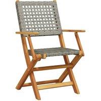 Berkfield Home Beautiful 3 Piece Bistro Set Grey Poly Rattan & Solid Wood