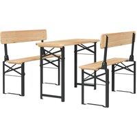 Berkfield Home Beautiful 3 Piece Folding Beer Table Set Solid Wood Fir in Brown