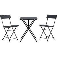 Berkfield Home Beautiful 3 Piece Folding Bistro Set Black Poly Rattan