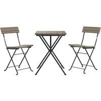 Berkfield Home Beautiful 3 Piece Folding Bistro Set Grey Poly Rattan