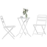 Berkfield Home White 3 Piece Folding Bistro Set White Steel