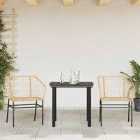 Berkfield Home Beautiful 3 Piece Garden Dining Set Brown Poly Rattan Glass