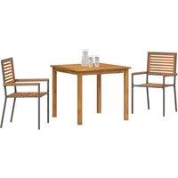 Berkfield Home Modern 3 Piece Garden Dining Set Grey Poly Rattan Acacia