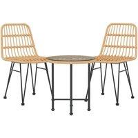 Berkfield Home Beautiful 3 Piece Garden Dining Set Poly Rattan in Tan