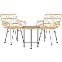 Berkfield Home Beautiful 3 Piece Garden Dining Set Poly Rattan in Light Tan
