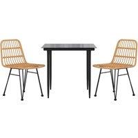 Berkfield Home Beautiful 3 Piece Garden Dining Set Poly Rattan in Tan