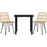 Berkfield Home Beautiful 3 Piece Garden Dining Set Poly Rattan in Natural