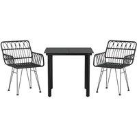 Berkfield Home Beautiful 3 Piece Garden Dining Set Black Poly Rattan
