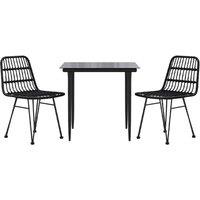Berkfield Home Beautiful 3 Piece Garden Dining Set Black Poly Rattan