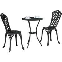 Berkfield Home Stylish 3 Piece Garden Bistro Set - Black Cast Aluminum