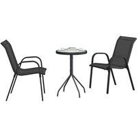 Berkfield Home Elegant 3 Piece Garden Bistro Set Black Textilene & Steel