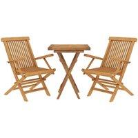 Berkfield Home Beautiful 3 Piece Garden Dining Set Solid Wood Teak in Brown