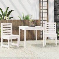 Berkfield Home Beautiful 3 Piece Garden Bistro Set White Solid Wood Pine