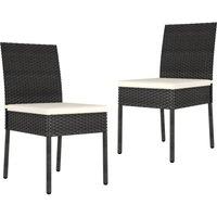 Berkfield Home Durable 3 Piece Outdoor Dining Set with Cushions Poly Rattan Black