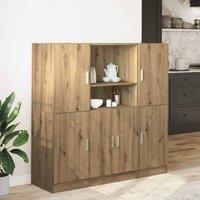 Berkfield Home Durable 3 Piece Kitchen Cabinet Set Artisian Oak Engineered Wood in Brown