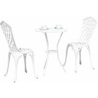 Berkfield Home Table 3-Piece White Cast Aluminum Garden Bistro Set