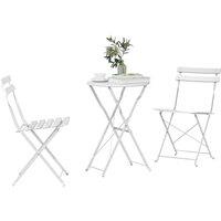 Berkfield Home White 3-Piece Folding Bistro Set - White Steel