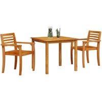 Berkfield Home Modern 3-Piece Acacia Wood Garden Dining Set in Brown