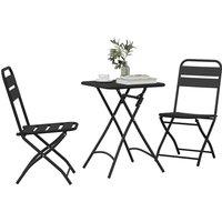 Berkfield Home Durable 3-Piece Folding Bistro Set in Anthracite Steel in Charcoal
