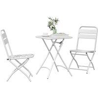 Berkfield Home White 3-Piece Folding Bistro Set in White Steel