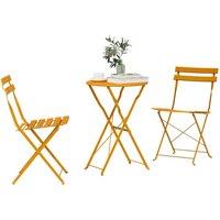 Berkfield Home Modern 3-Piece Folding Bistro Set in Mustard Yellow Steel