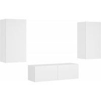 Berkfield Home Modern 3 Piece TV Wall Cabinets with LED Lights White