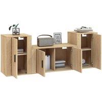 Berkfield Home Classic 3 Piece TV Cabinet Set Sonoma Oak Engineered Wood in Brown