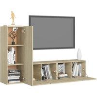 Berkfield Home Practical 3 Piece TV Cabinet Set Sonoma Oak Engineered Wood in Light Brown