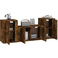 Berkfield Home Classic 3 Piece TV Cabinet Set Smoked Oak Engineered Wood in Brown