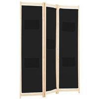 Berkfield Home Stylish 3-Panel Room Divider Black 120x170x4 cm Fabric | Size: 120 x 170 x 4 cm
