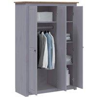 Berkfield Home Stylish 3-Door Wardrobe Grey 118x50x171.5 cm Pine Panama Range