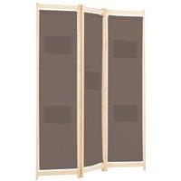 Berkfield Home Stylish 3-Panel Room Divider Brown 120x170x4 cm Fabric | Size: 120 x 170 x 4 cm