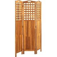 Berkfield Home Durable 3-Panel Room Divider 121x2x170 cm Solid Acacia Wood in Brown | Size: 121 x 2 x 170 cm