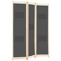 Berkfield Home Stylish 3-Panel Room Divider Grey 120x170x4 cm Fabric | Size: 120 x 170 x 4 cm